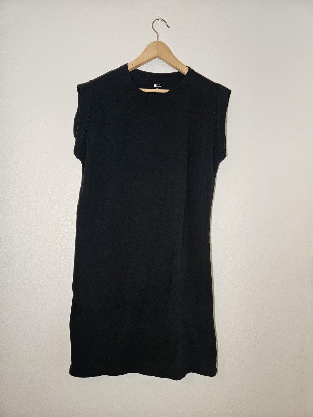 a.n.a Black Midi T-Shirt Dress Cap Sleeve Muscle Tee